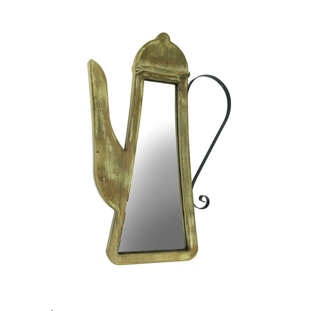Antiqued Weathered Wood Frame Teapot Wall Mirror